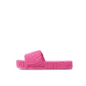 Womens Towel Fabric Slipper Thick Sole Round Toe Strap Slide Sandals